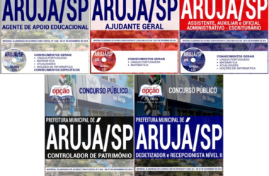 Apostilas de Preparação Concurso Prefeitura de Arujá / SP – 2018/2019, Vários Cargos