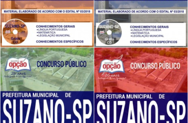 Apostilas de Preparação Concurso na área da Saúde da Prefeitura de Suzano / SP – 2019, Vários Empregos