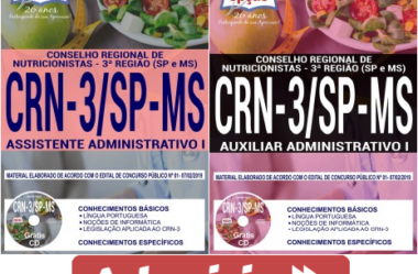 Apostilas Auxiliar Administrativo I e Assistente Administrativo I do Concurso do CRN 3ª Região SP / MS – 2019