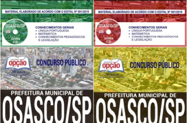 Apostilas Concurso Público Prefeitura de Osasco / SP – 2019, empregos: Professores (Todas as Áreas)