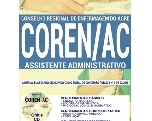 Apostila Assistente Administrativo do Concurso Público do COREN / AC – 2019