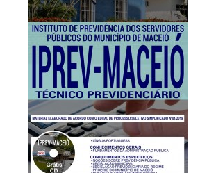 Apostila Processo Seletivo do IPREV Maceió / AL – 2019, cargo: Técnico Previdenciário