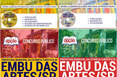 Apostilas Concurso Prefeitura de Embu das Artes / SP – 2019, Vários Empregos