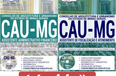 Opção Apostilas Concurso Público CAU / MG – 2019, cargos: Assistente Administrativo Financeiro e Assistente de Fiscalização e Atendimento