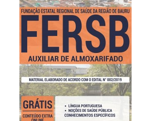 Apostila Processo Seletivo Público FERSB / SP – 2019, Auxiliar de Almoxarifado