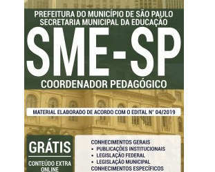 Apostila de Preparação Concurso SME de São Paulo – 2019, Coordenador Pedagógico