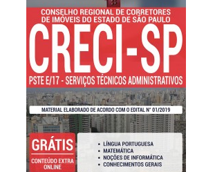 Opção Apostilas Processo Seletivo CRECI / SP – 2019, cargo: PSTE E/17 – Serviços Técnicos Administrativos