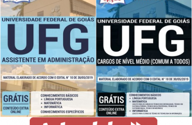 Apostilas Concurso Público UFG – 2019, empregos: Assistente em Administração e Cargos de Nível Médio