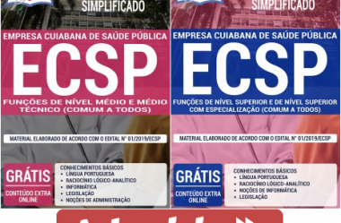 Apostilas Processo Seletivo Empresa Cuiabana de Saúde Pública / ECSP – 2019, empregos: Diversos Cargos