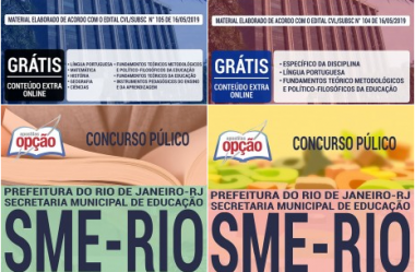 Apostilas 2019 do Concurso SME RIO, nas funções de: Professores de Ensino Fundamental