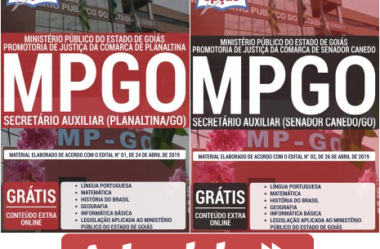 Apostilas Opção Concurso MP / GO – 2019, Secretário Auxiliar (Planaltina e Senador Canedo)