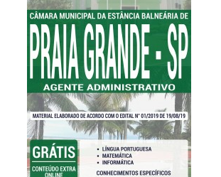 Apostila Concurso Público Câmara de Praia Grande / SP – 2019, cargo: Agente Administrativo