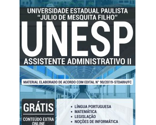 Apostila Impressa e Digital Assistente Administrativo II do Concurso Público da UNESP Bauru / SP – 2019