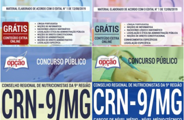 Apostilas Opção Concurso CRN da 9ª Região / MG – 2019, Diversos Cargos