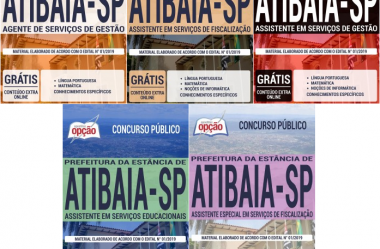 Apostilas Concurso Prefeitura de Atibaia / SP – 2019, Diversos Cargos