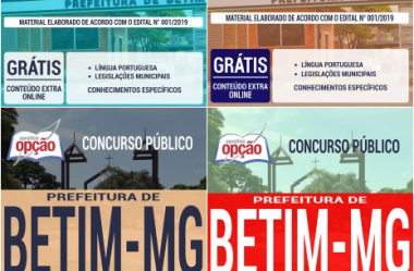 E-books e Apostilas Concurso Prefeitura de Betim / MG – 2019, funções: Diversos Cargos