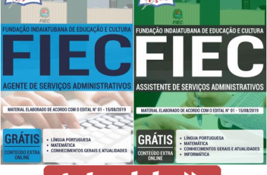 Opção Apostilas Concurso FIEC Indaiatuba / SP – 2019, cargos: Agente e Assistente de Serviços Administrativos