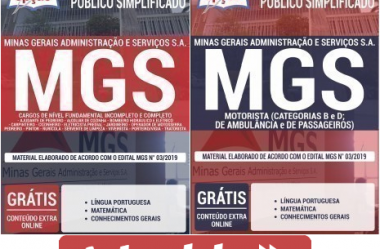 Apostilas Diversos Cargos do Processo Seletivo da MGS (Passos / MG) – 2019