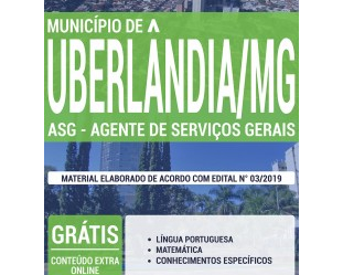 Opção Apostilas Processo Seletivo Município de Uberlândia / MG – 2019, cargo: ASG – Agente de Serviços Gerais