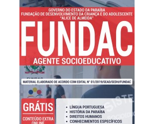 E-book e Apostila Concurso Público FUNDAC / PB – 2019, função: Agente Socioeducativo