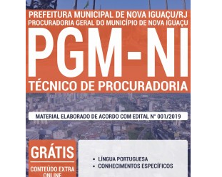 Material de Estudo Concurso Público PGM de Nova Iguaçu / RJ – 2019, função: Técnico de Procuradoria