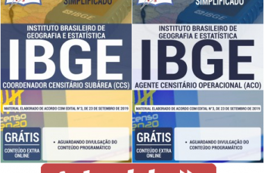 Apostilas Coordenador Censitário Subárea e Agente Censitário Operacional do Processo Seletivo do IBGE – 2019