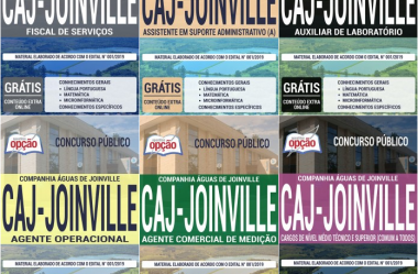 Apostilas de Estudo Concurso Público Companhia Águas de Joinville – CAJ / SC – 2019, cargos: Diversas Funções