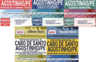 Apostilas Opção Concurso Prefeitura do Cabo de Santo Agostinho / PE – 2019, Diversos Cargos