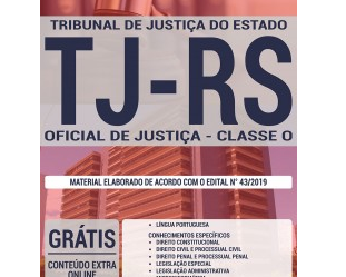 Apostila Impressa e Digital Oficial de Justiça – Classe O do Concurso Público do TJ / RS – 2020