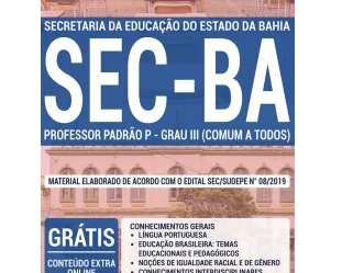 Apostila 2019 do Processo Seletivo Simplificado da SEC / BA, na função de: Professor Padrão P – Grau III