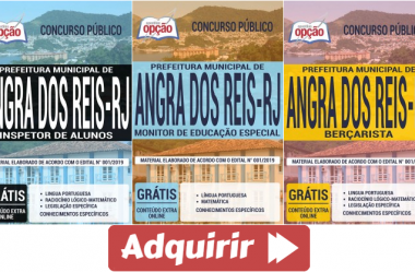 E-books e Apostilas Concurso Prefeitura Angra dos Reis / RJ – 2019, funções: Berçarista, Monitor de Educação Especial e Inspetor de Alunos