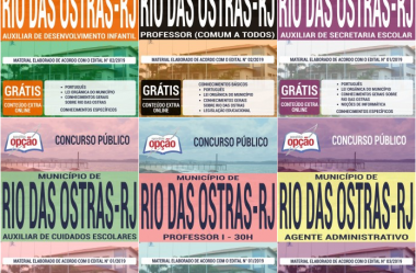 Apostilas de Preparação Concurso Prefeitura de Rio das Ostras / RJ – 2019, Diversas Funções