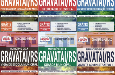 Estude com as Apostilas do Concurso Público da Prefeitura de Gravataí / RS – 2019, nos empregos de: Diversos Cargos