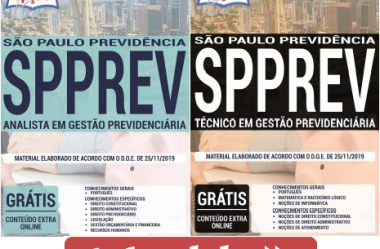Estude com as Apostilas do Concurso Público da SPPREV – 2019, nos empregos de: Analista e Técnico em Gestão Previdenciária