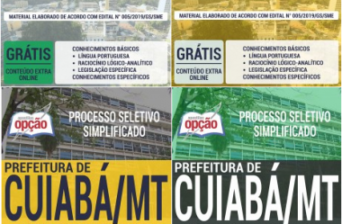 Apostilas Processo Seletivo SME e Prefeitura de Cuiabá / MT – 2019, empregos: Diversos Cargos