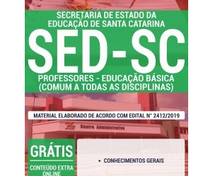 Material de Estudo Processo Seletivo SED / SC – 2019, função: Professores – Educação Básica