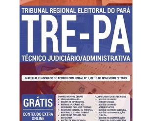 Apostila Impressa e Digital Técnico Judiciário – área: Administrativa do Concurso Público do TRE / PA – 2020