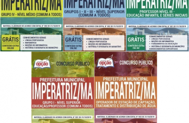 Apostilas de Estudo Concurso Público Prefeitura de Imperatriz / MA – 2019 / 2020, cargos: Diversas Funções