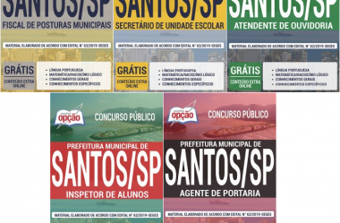 Apostilas Concurso Público Prefeitura Municipal de Santos / SP – 2020, empregos: Diversos Cargos