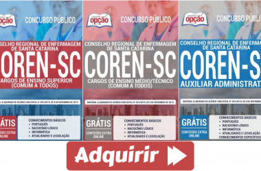 Apostilas de Preparação Concurso Público COREN / SC – 2019/2020, Diversas Funções