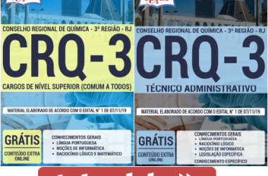 Materiais de Estudo Concurso CRQ-III / RJ – 2020, funções: Técnico Administrativo e Nível Superior