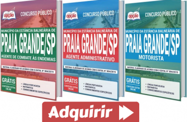Apostilas Concurso Público Prefeitura Praia Grande / SP – 2020, empregos: Motorista, Agente Administrativo e Agente de Endemias
