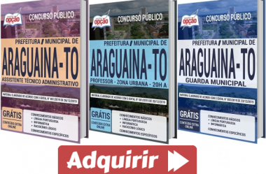 Apostilas Concurso Público Prefeitura de Araguaína / TO – 2020, empregos: Diversos Cargos