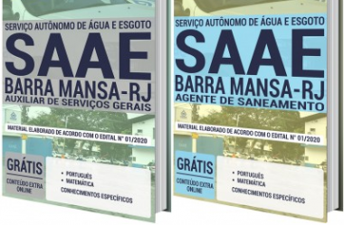 Apostilas Concurso Público SAAE de Barra Mansa / RJ – 2020, empregos: Agente de Saneamento e Auxiliar de Serviços Gerais