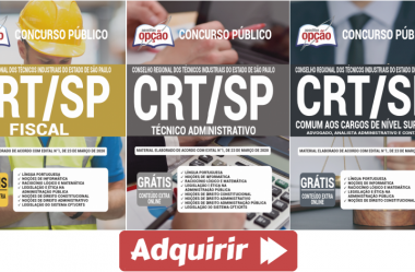 Apostilas de Preparação Processo Seletivo CRT / SP – 2020, Técnico Administrativo, Fiscal e Nível Superior