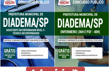 Apostilas Técnico em Enfermagem e Enfermeiro do Concurso da Prefeitura de Diadema / SP – 2020