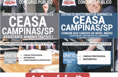 Apostilas Opção Concurso CEASA Campinas / SP – 2020, Assistente Administrativo I e Cargos de Nível Médio