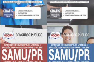 Concurso Público CIUENP – SAMU / PR – 2020, Apostilas Preparatórias para Diversos Cargos