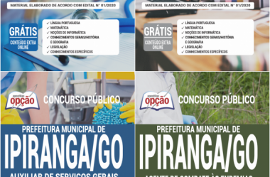 Apostilas Concurso Público Prefeitura de Ipiranga / GO – 2020, Diversos Cargos