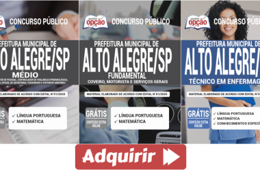 Materiais de Estudo Concurso Público Prefeitura do Município de Alto Alegre / SP – 2020, funções: Diversos Cargos